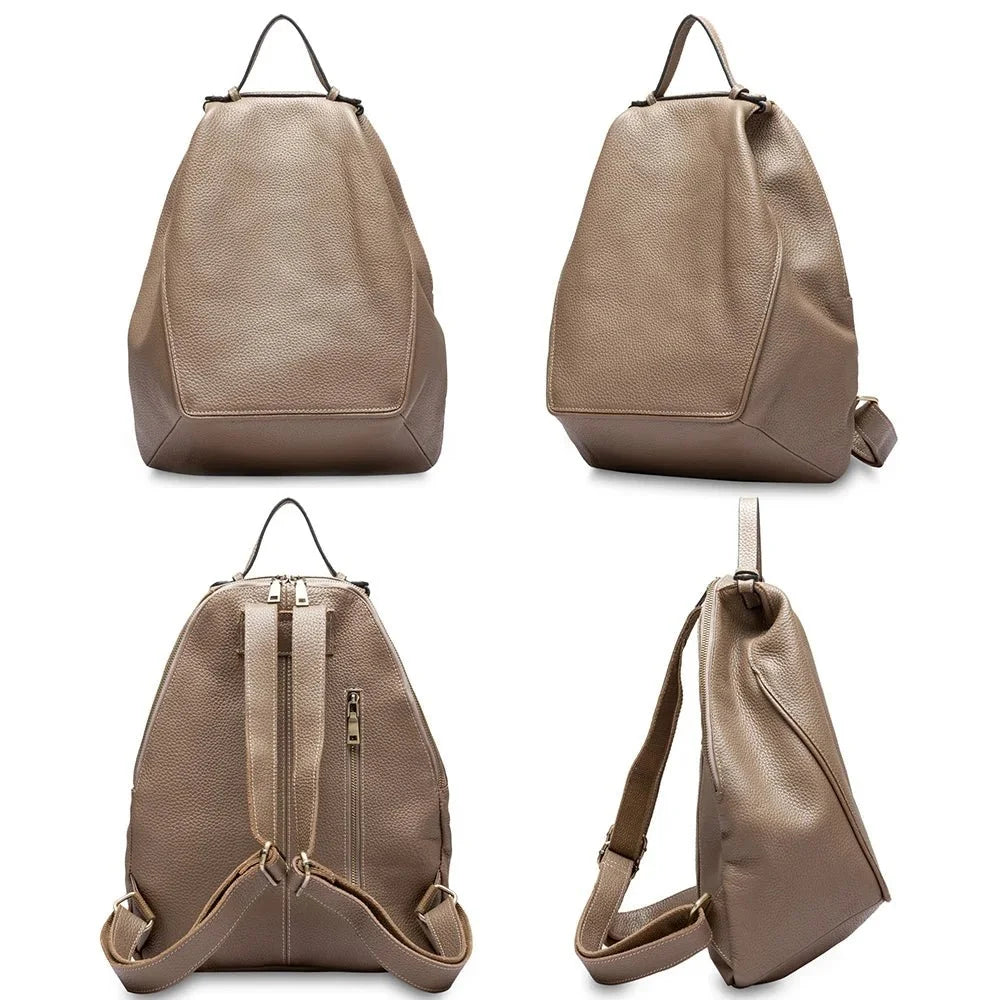 Compact Genuine Leather Backpack
