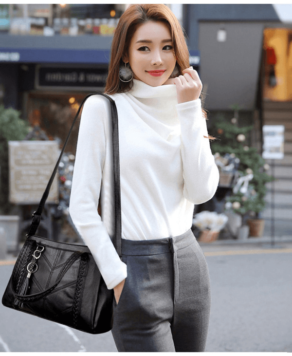 Compact Genuine Leather Tote Bag