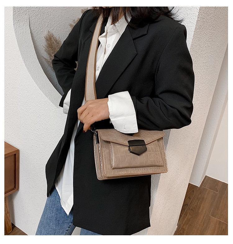 PU Leather Shoulder Bag with Structured Detail