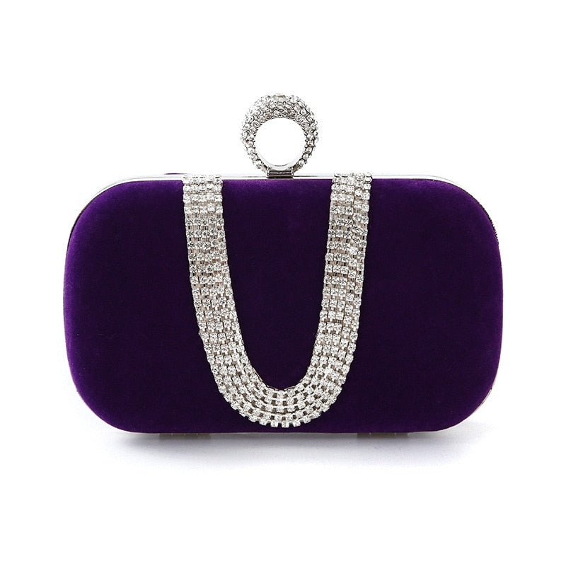 Velvet Evening Clutch with Contemporary Detail