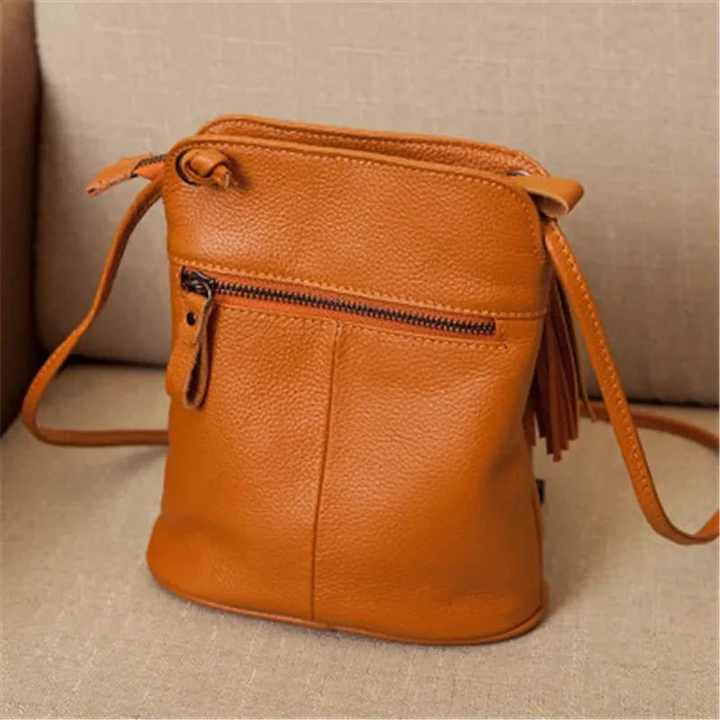 Genuine Leather Crossbody Bag with Mini Detail