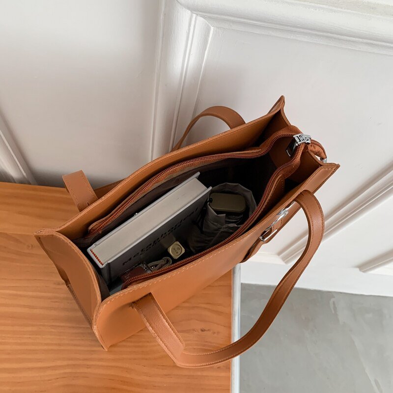 Leather Handbag with Refined Detail