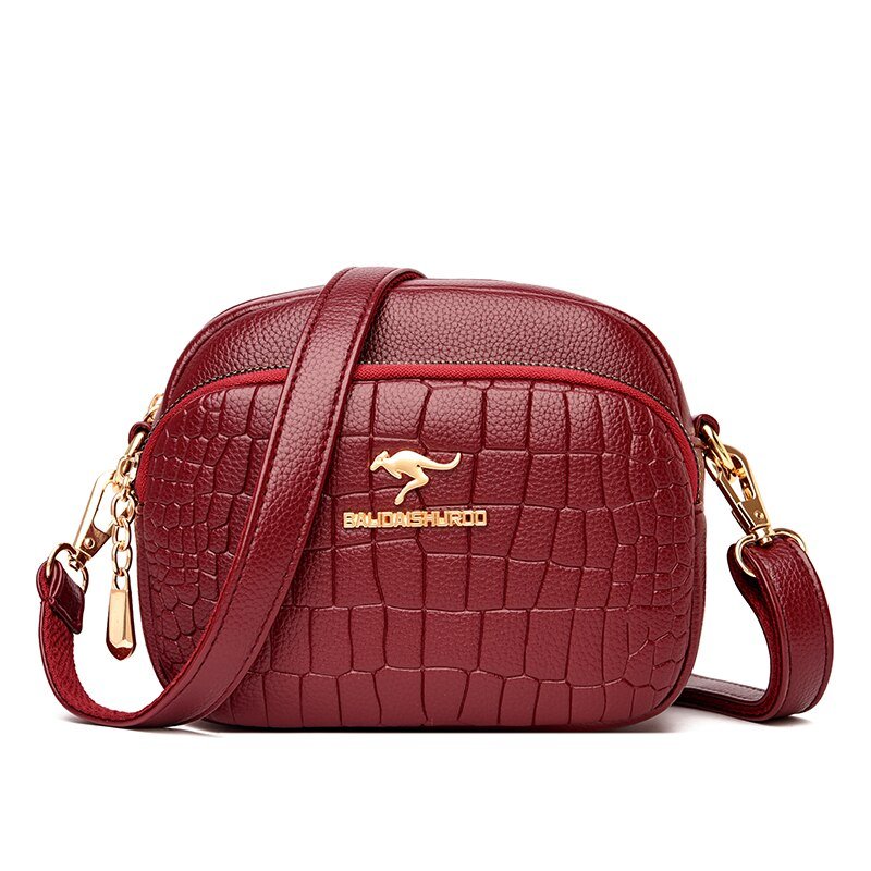 Leather Crossbody Bag with Contemporary Detail