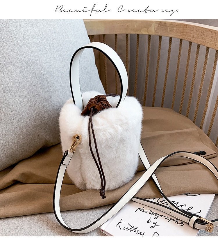 Faux Fur Bucket Bag with Mini Detail