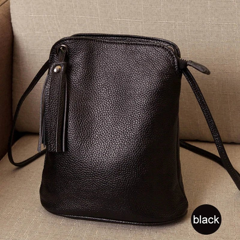 Genuine Leather Crossbody Bag with Mini Detail