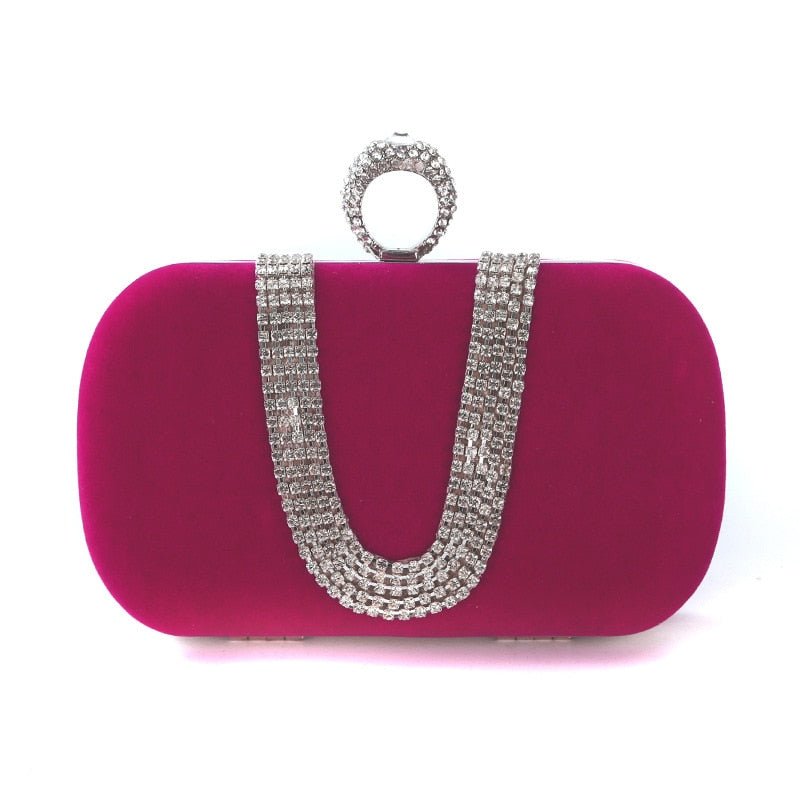 Velvet Evening Clutch with Contemporary Detail