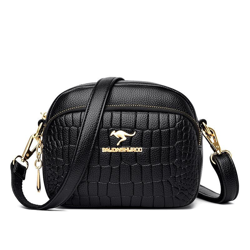 Leather Crossbody Bag with Contemporary Detail