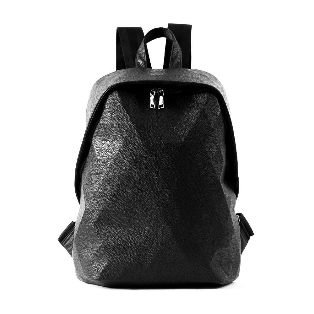Leather Backpack with Geometric Detail