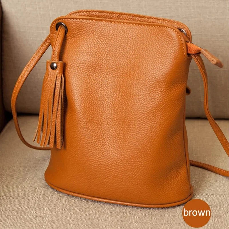 Genuine Leather Crossbody Bag with Mini Detail