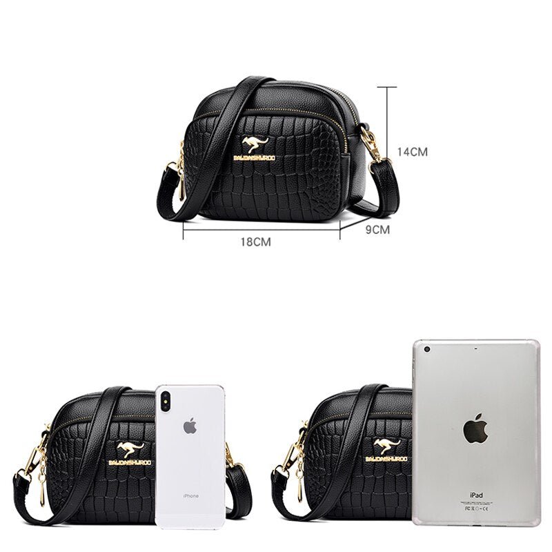 Leather Crossbody Bag with Contemporary Detail