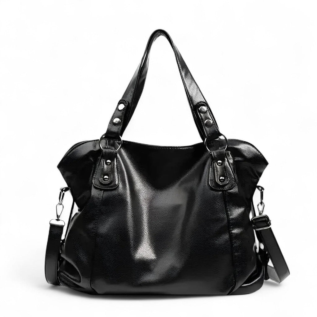 The Everyday Marisol Grained Leather Shoulder Bag in Black