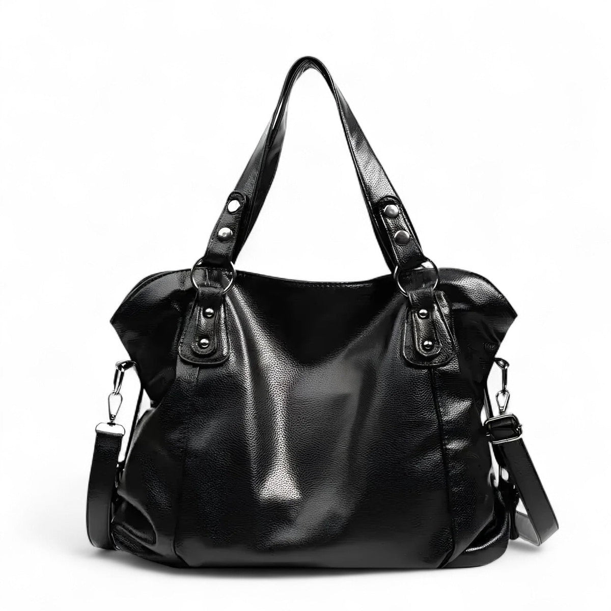 The Everyday Marisol Grained Leather Shoulder Bag in Black