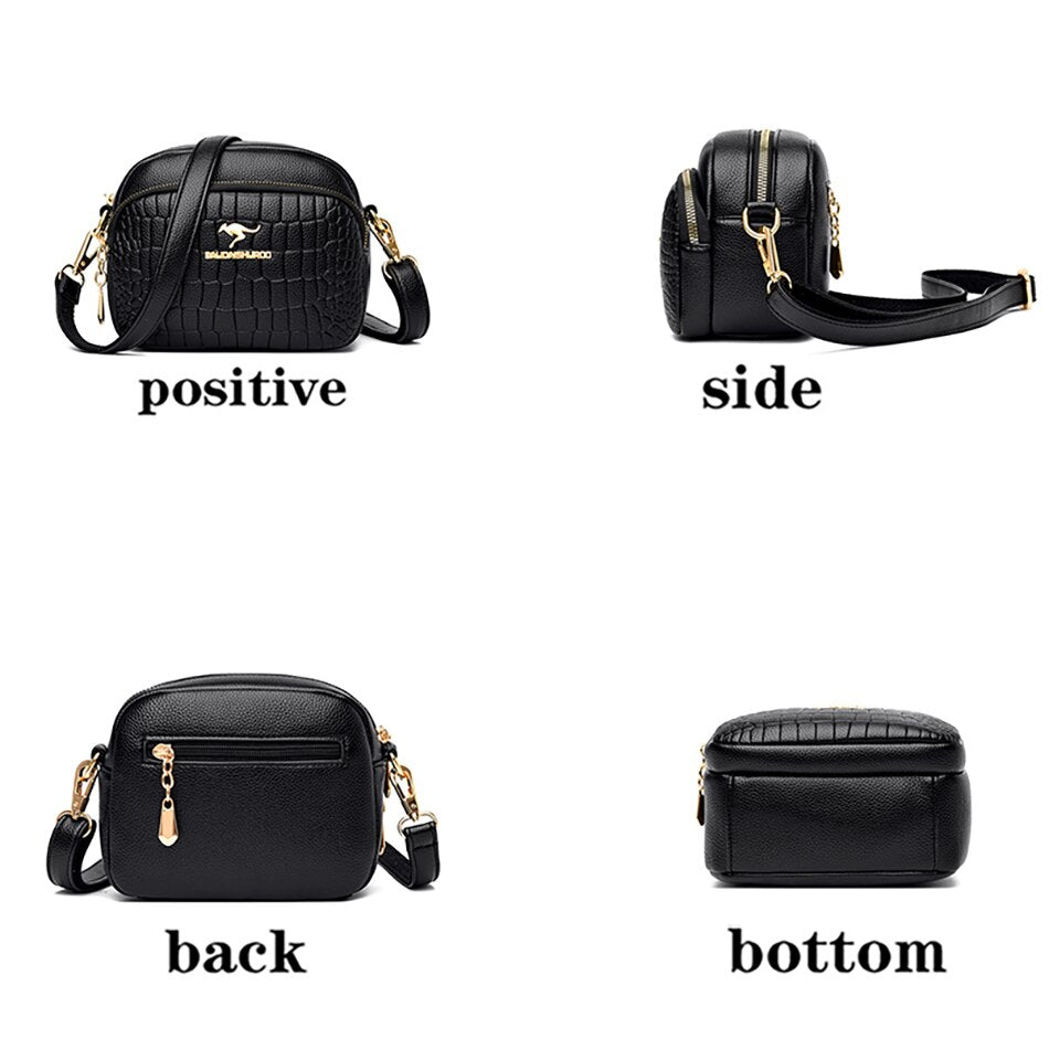 Leather Crossbody Bag with Contemporary Detail