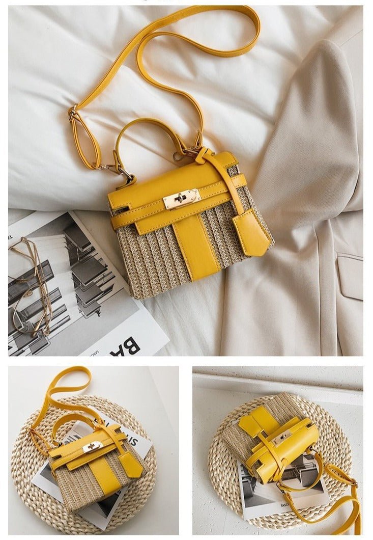 Straw Evening Clutch with Woven Detail