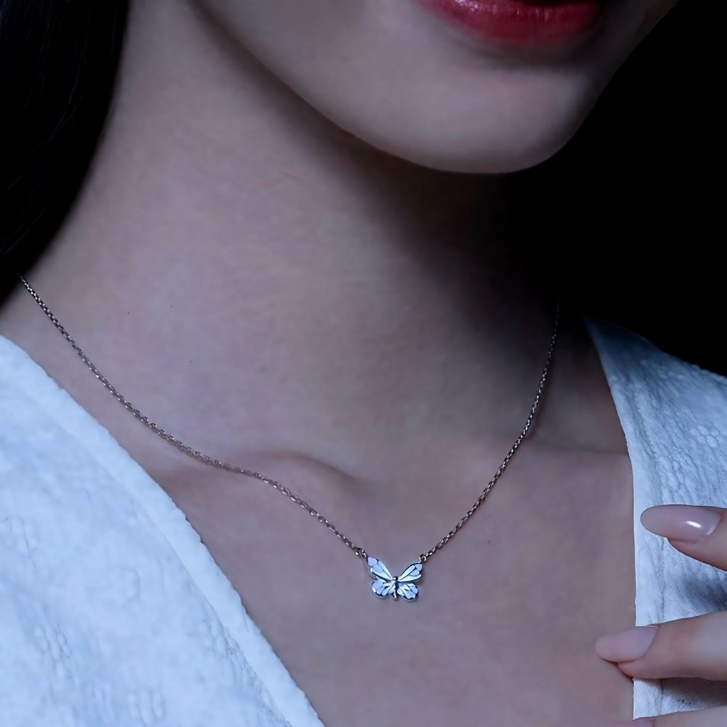 Sterling Silver Necklace with Butterfly Detail