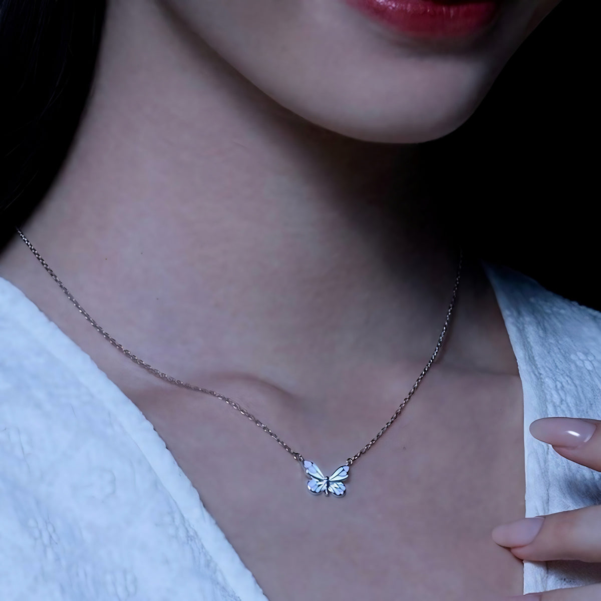 Sterling Silver Necklace with Butterfly Detail