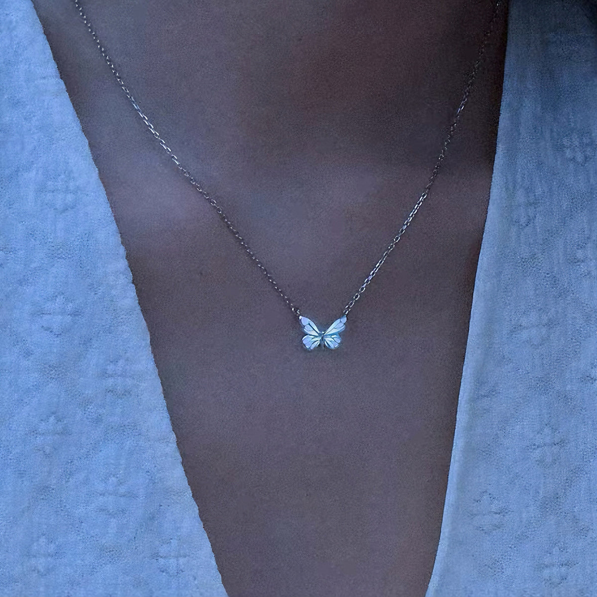 Sterling Silver Necklace with Butterfly Detail