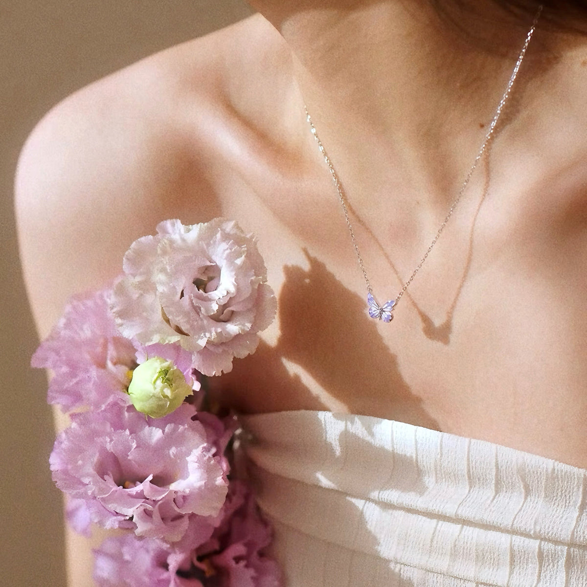 Sterling Silver Necklace with Butterfly Detail