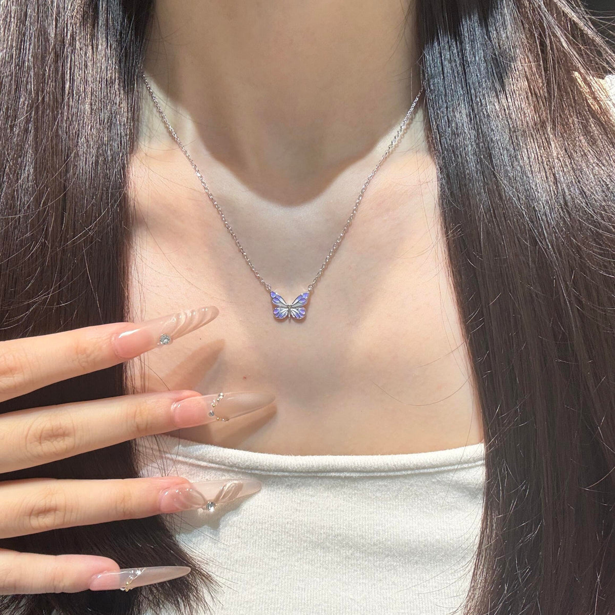 Sterling Silver Necklace with Butterfly Detail