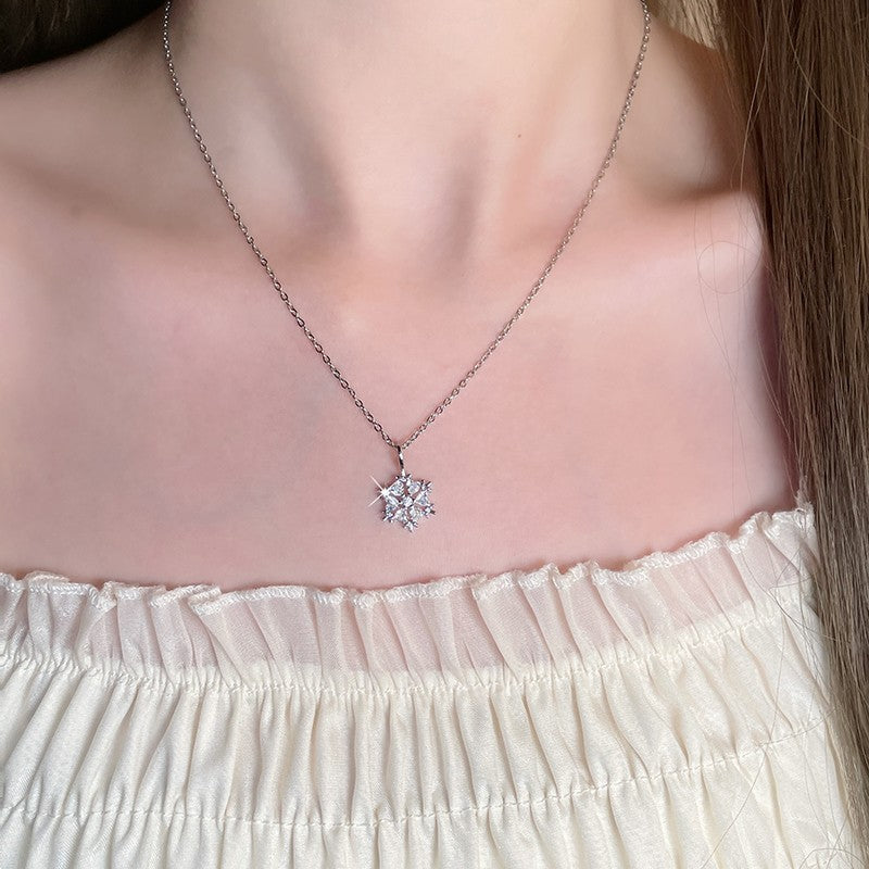 Sterling Silver Necklace with Snowflake Detail