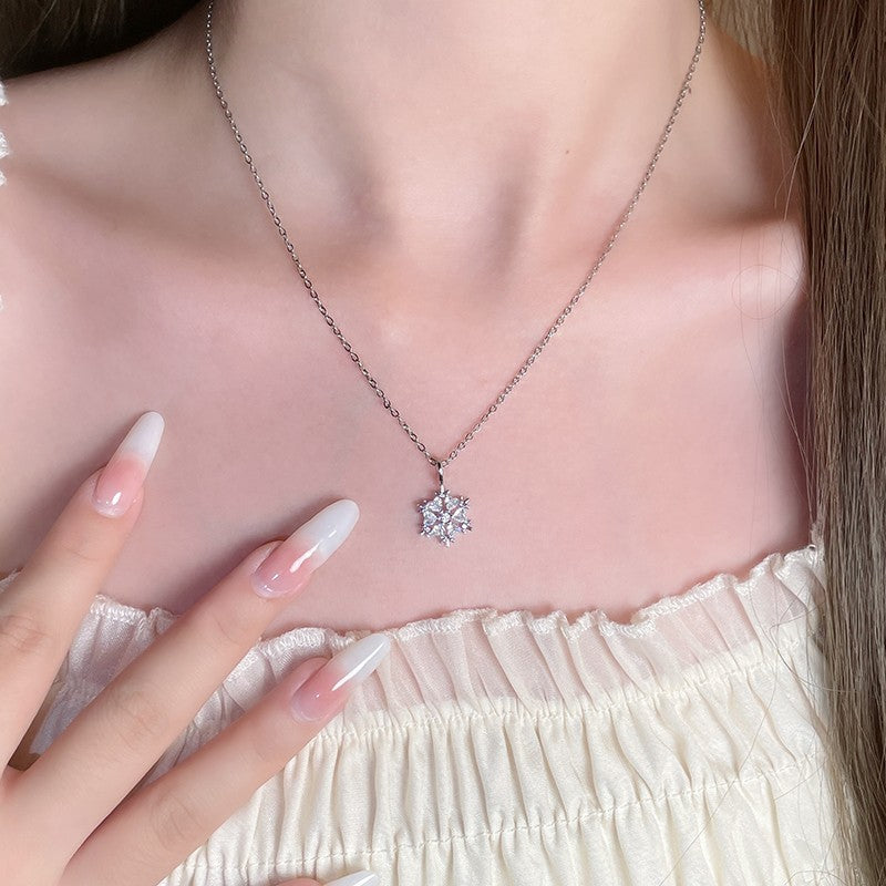 Sterling Silver Necklace with Snowflake Detail