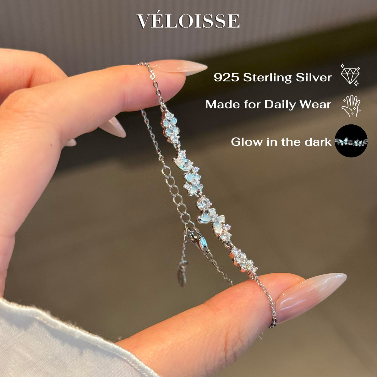 Sterling Silver Bracelet with Butterfly Detail