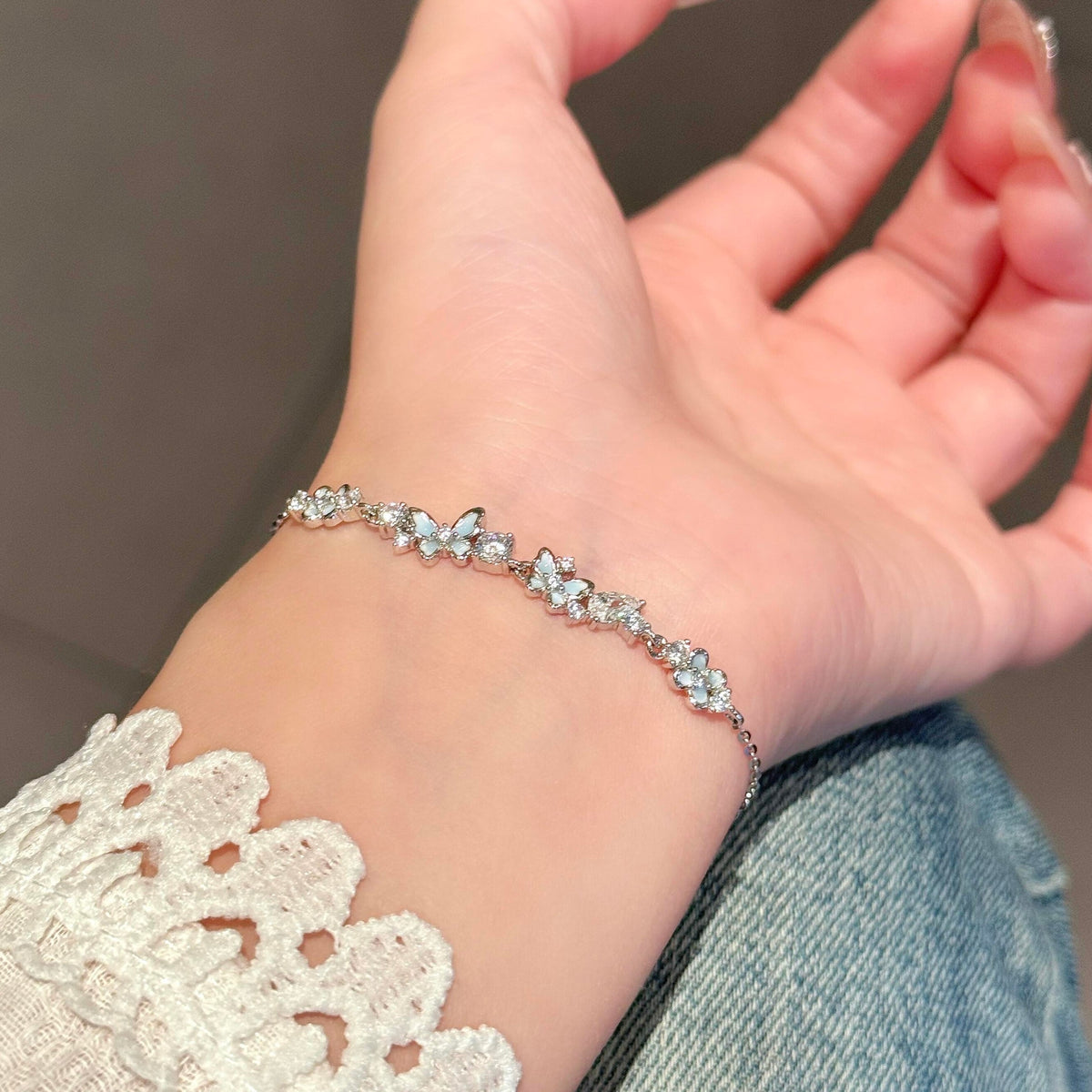 Sterling Silver Bracelet with Butterfly Detail