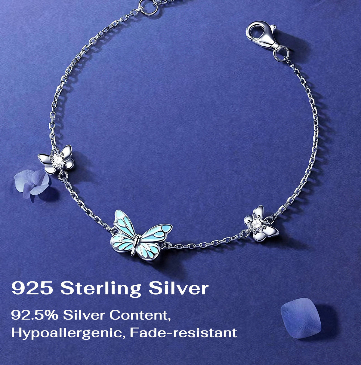 Sterling Silver Jewelry Set with Butterfly Detail