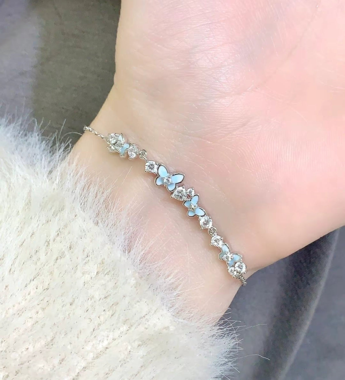 Sterling Silver Bracelet with Butterfly Detail