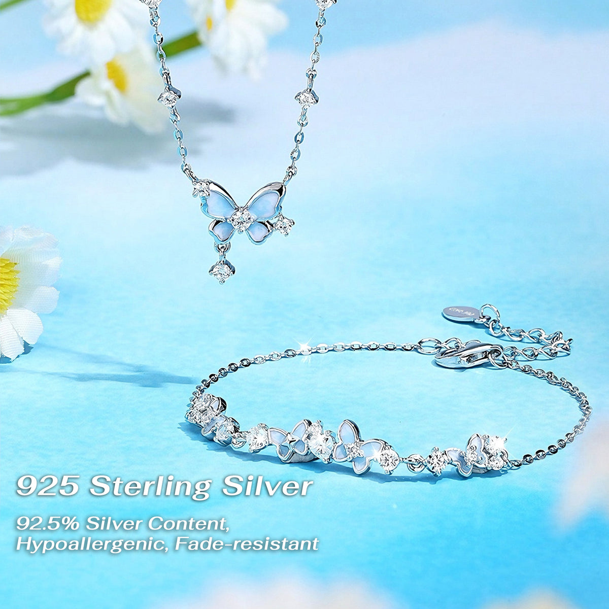 Sterling Silver Bracelet with Butterfly Detail