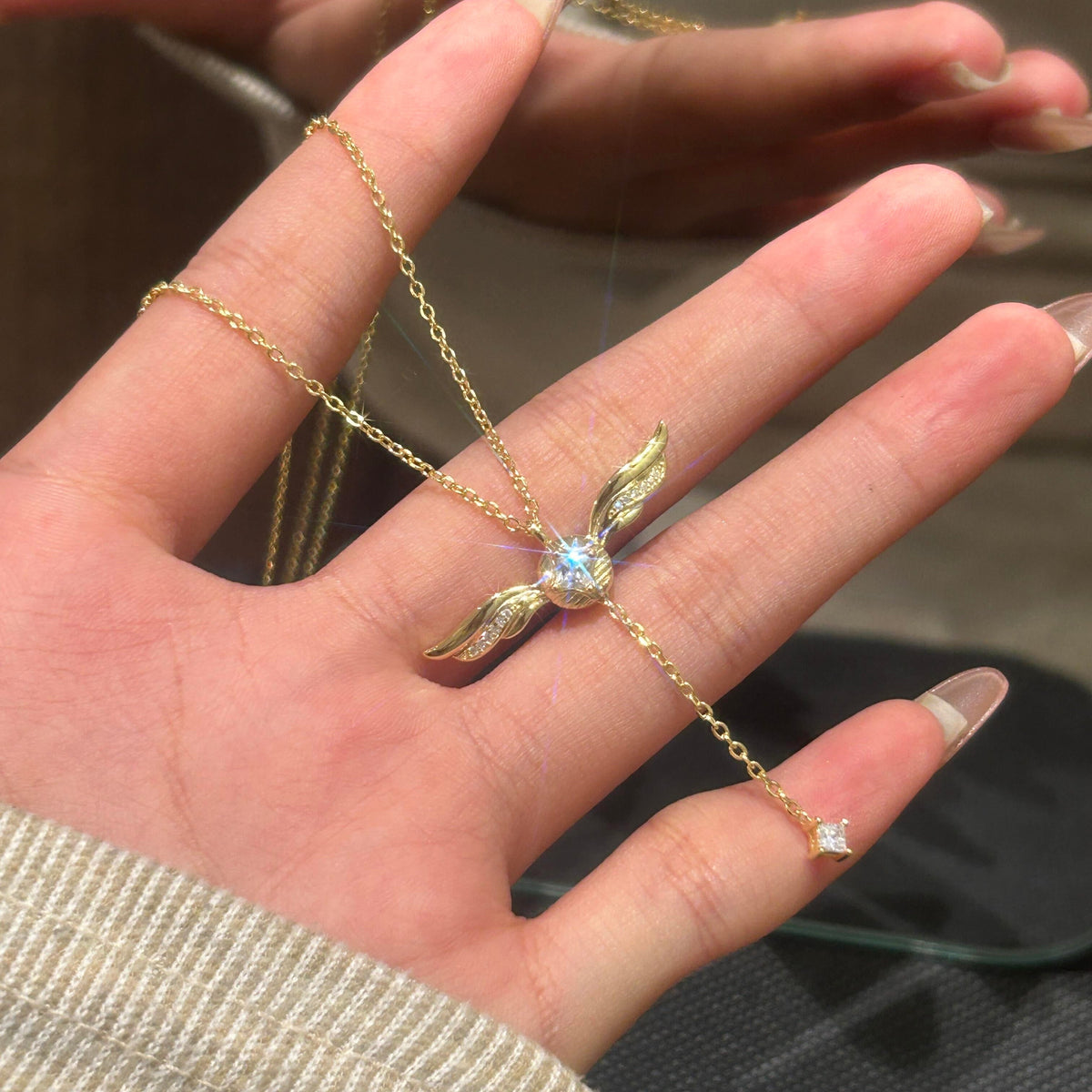 Gold-Plated Necklace with Lariat Detail