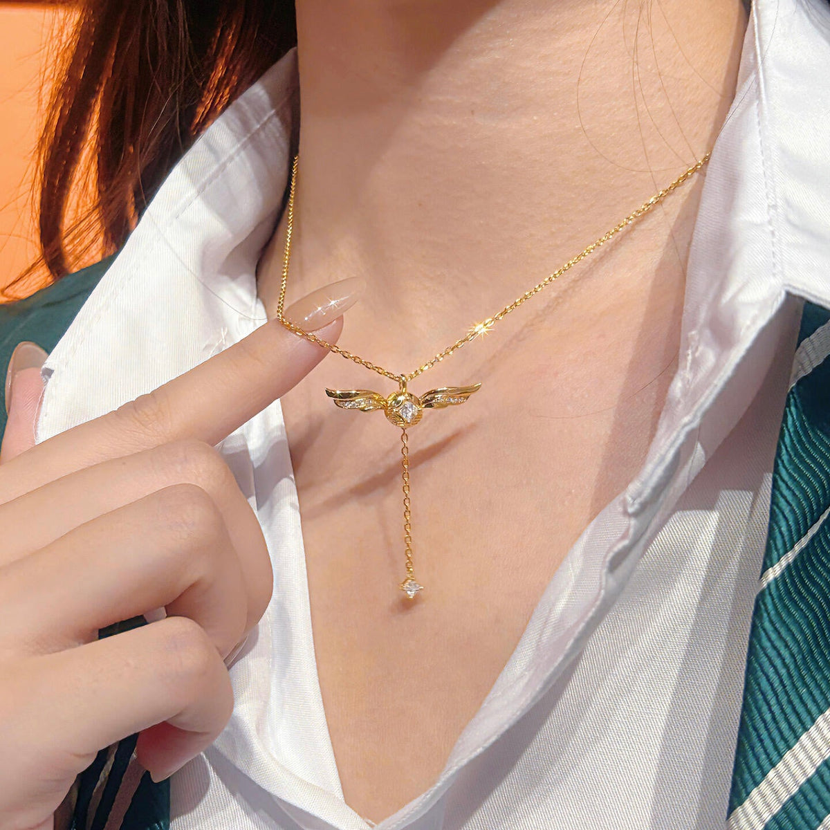 Gold-Plated Necklace with Lariat Detail