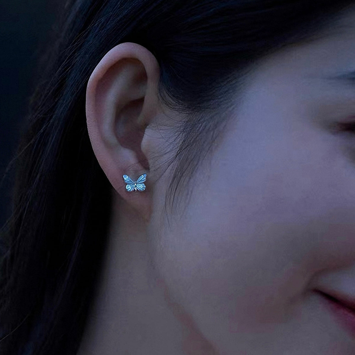 Sterling Silver Earrings with Butterfly Detail