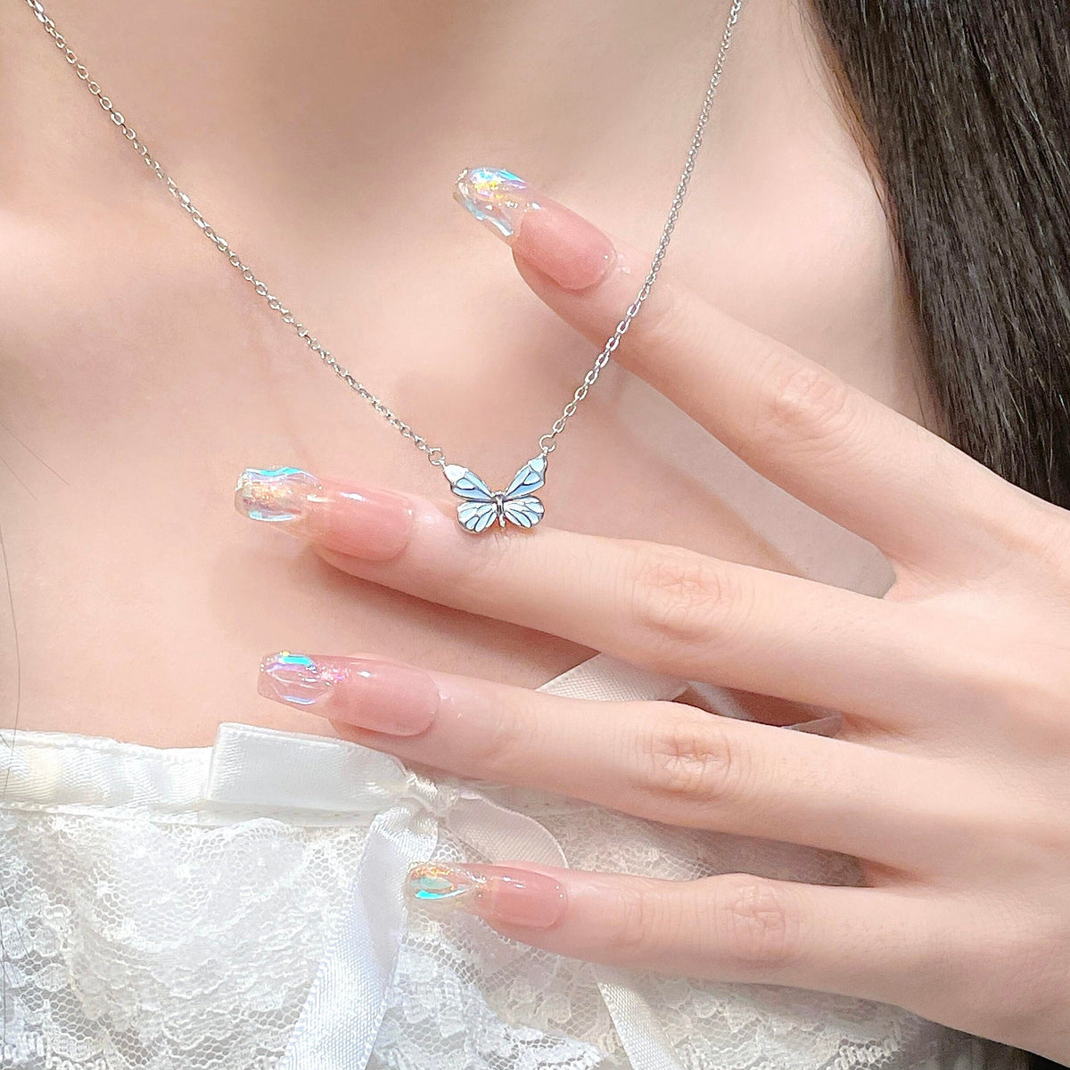 Sterling Silver Jewelry Set with Butterfly Detail
