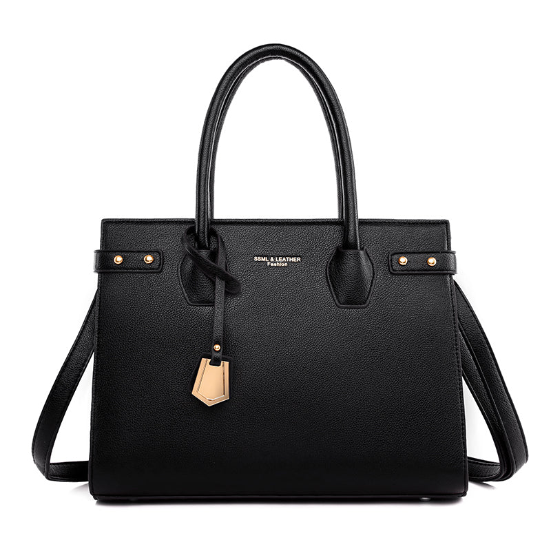 Leather Shoulder Bag with Structured Detail