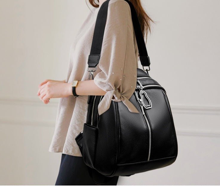 Versatile Genuine Leather Backpack