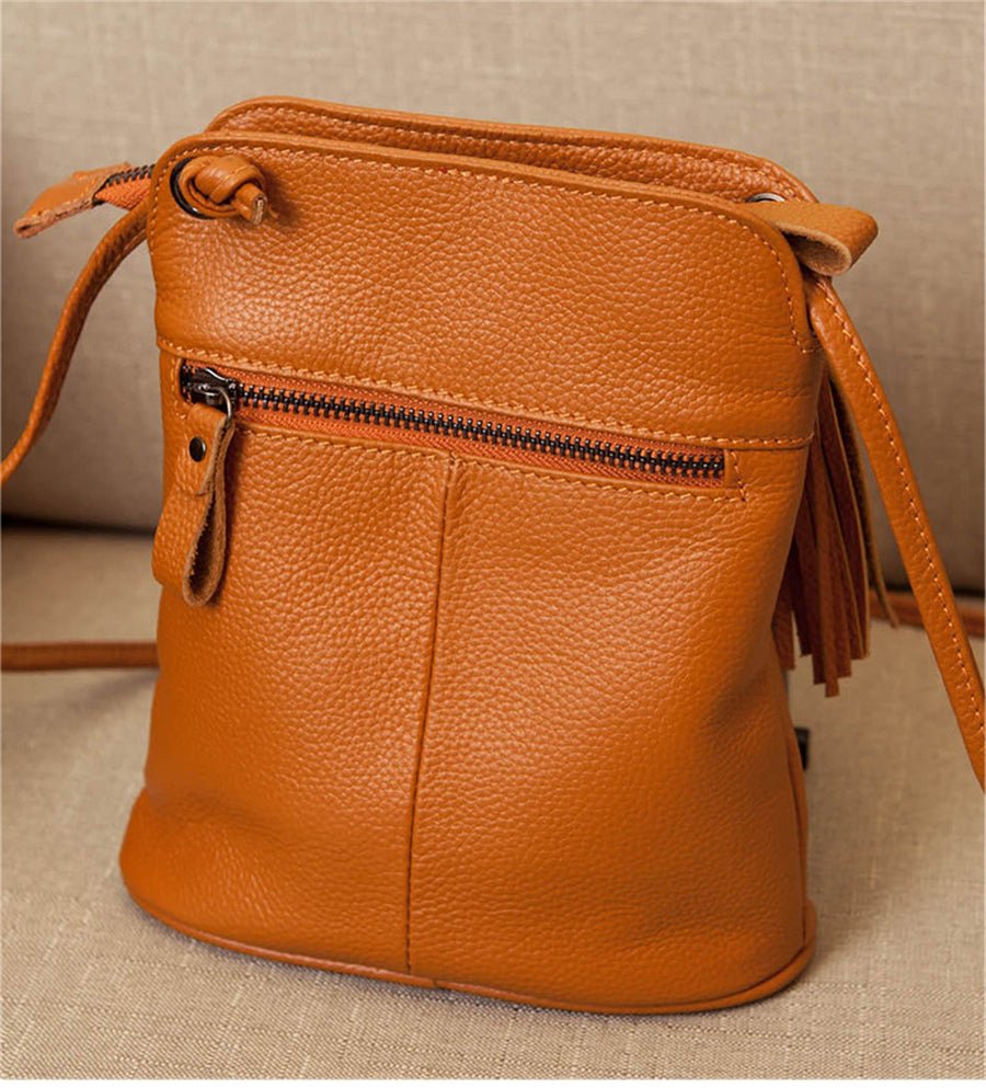 Genuine Leather Crossbody Bag with Mini Detail