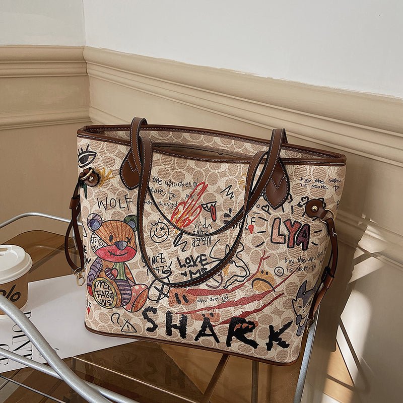 Graffiti-Print Tote Bag
