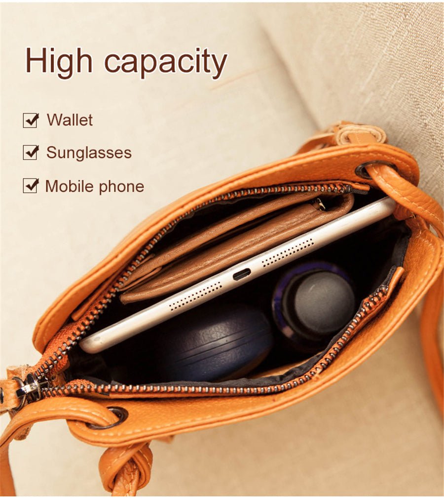 Genuine Leather Crossbody Bag with Mini Detail