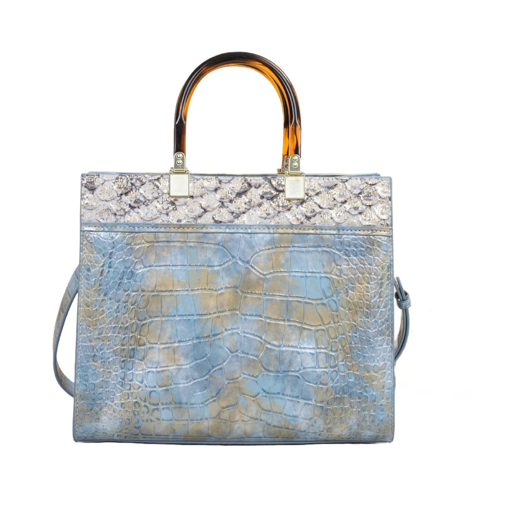Croc-Effect Messenger Bag in Genuine Leather