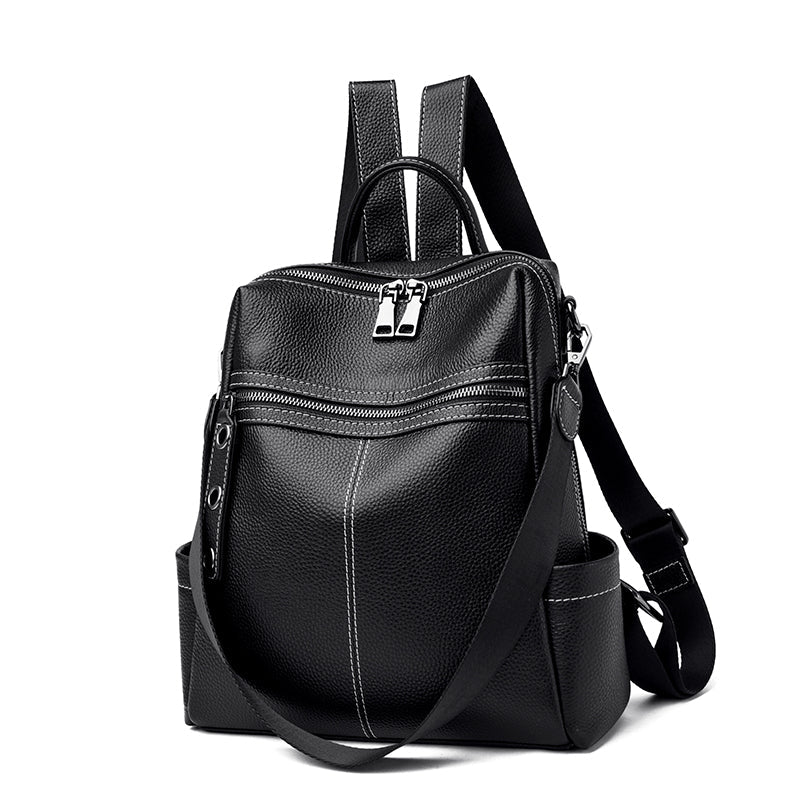Genuine Leather Backpack with Polished Detail