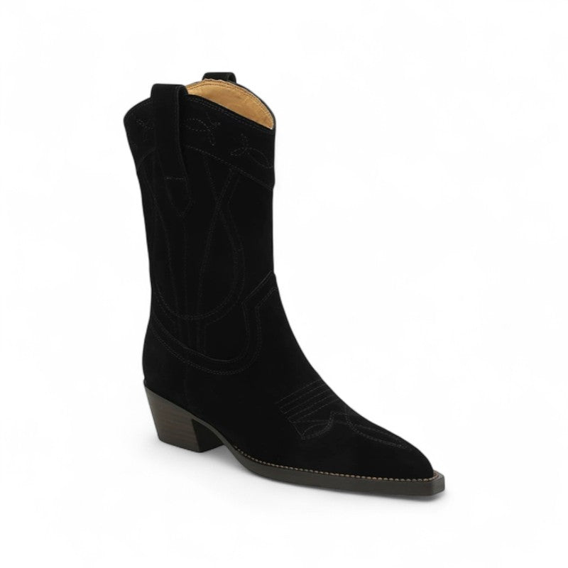 Modern Trend-Embroidered Suede Western Boots