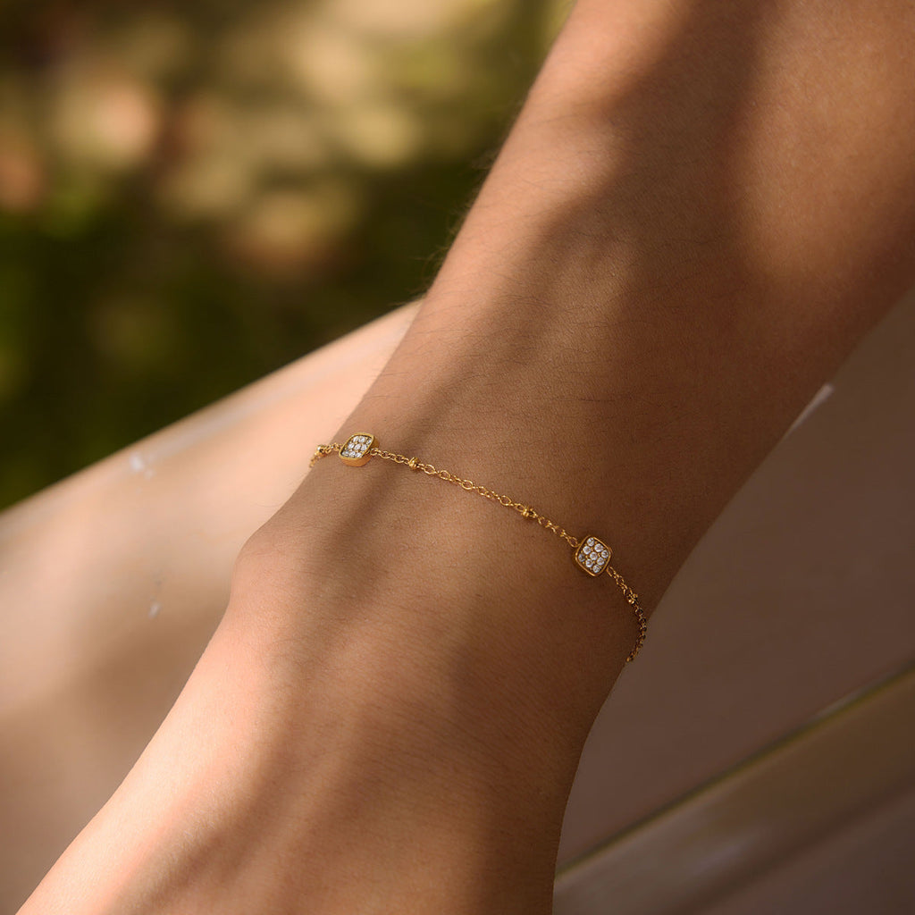 Stainless Steel Bracelet with Station Detail