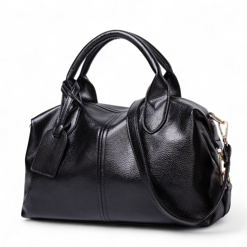 Understated Textured Leather Bag with Removable Strap