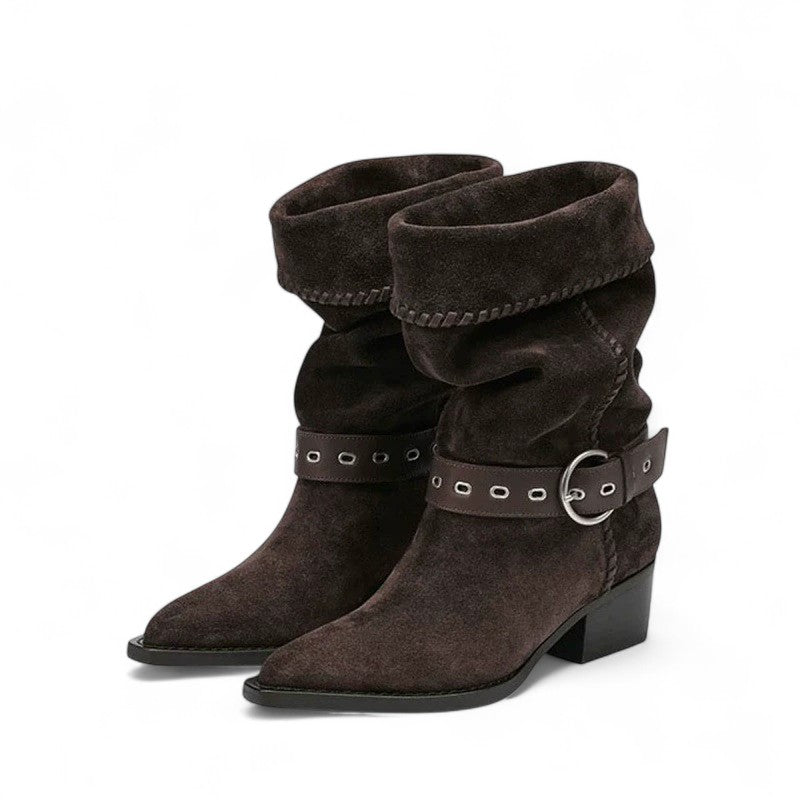 Essential Buckled Wide-Calf Western Boots