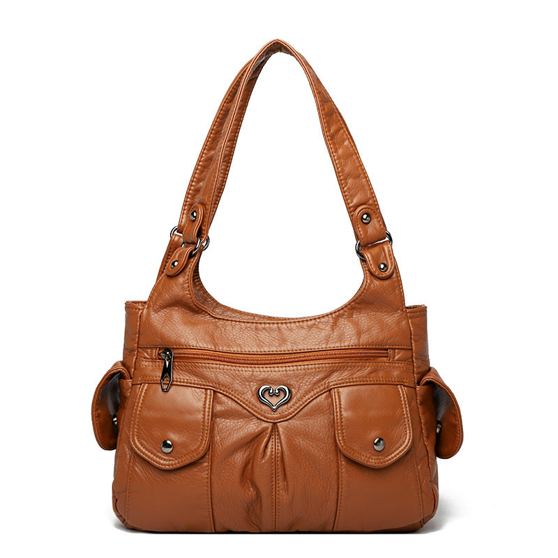 Essential Organized Leather Shoulder Bag