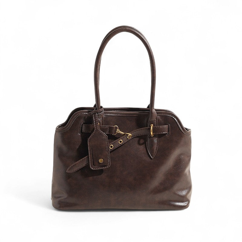Polished Sleek Leather Shoulder Bag