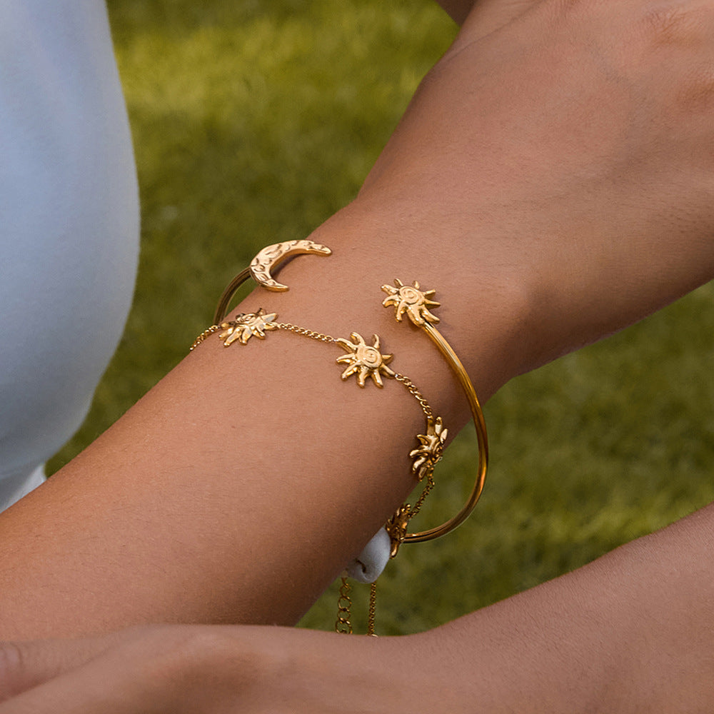 Stainless Steel Bracelet with Moon Detail