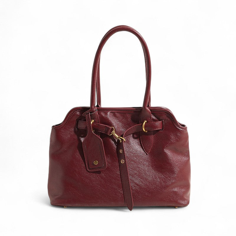 Polished Sleek Leather Shoulder Bag