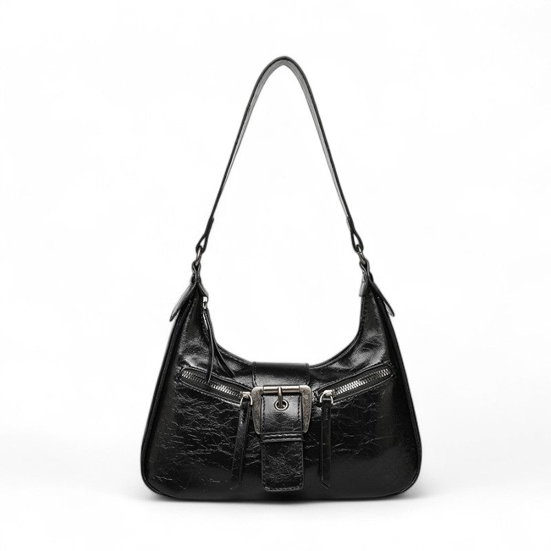 Heritage-Inspired Aged Leather Shoulder Bag